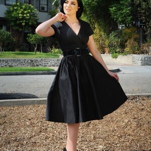 Pinup Couture - “Birdie” Classic Black Midi Dress